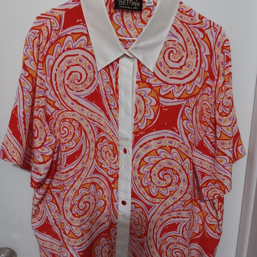 BOB MACKIE SILK SHIRT SIZE XL
